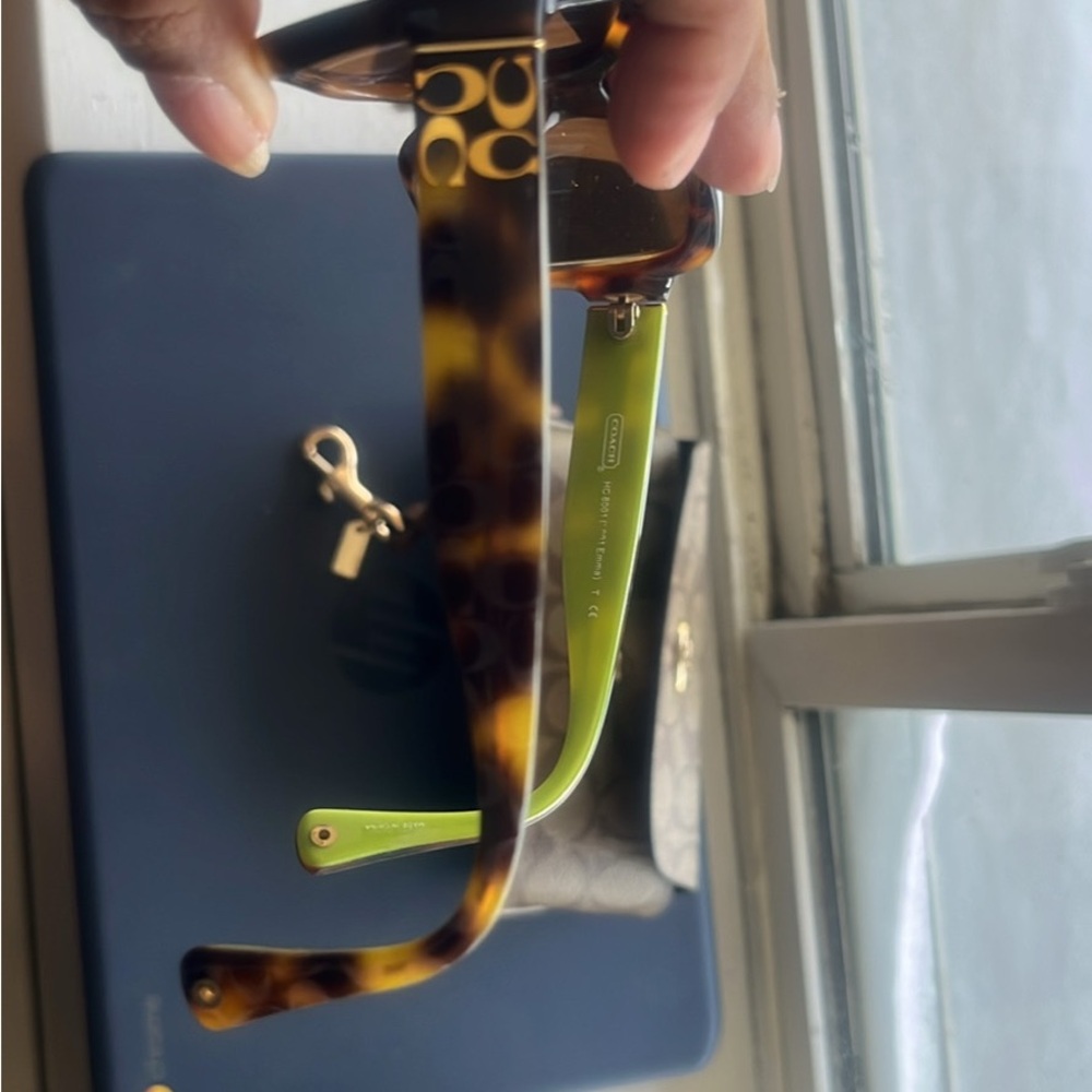 Coach Tortoise and Green Sunglasses - Picture 1 of 3
